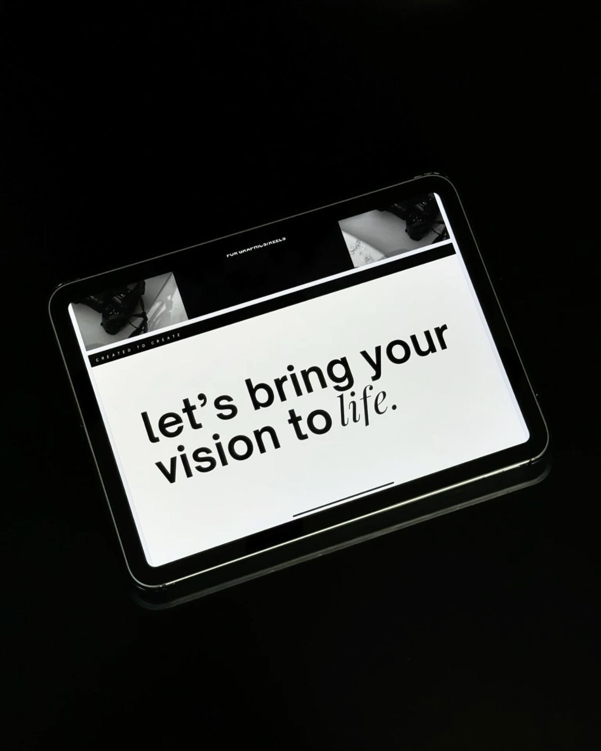 Tablet mockup showing Orive Agency vision — let's bring your vision to life